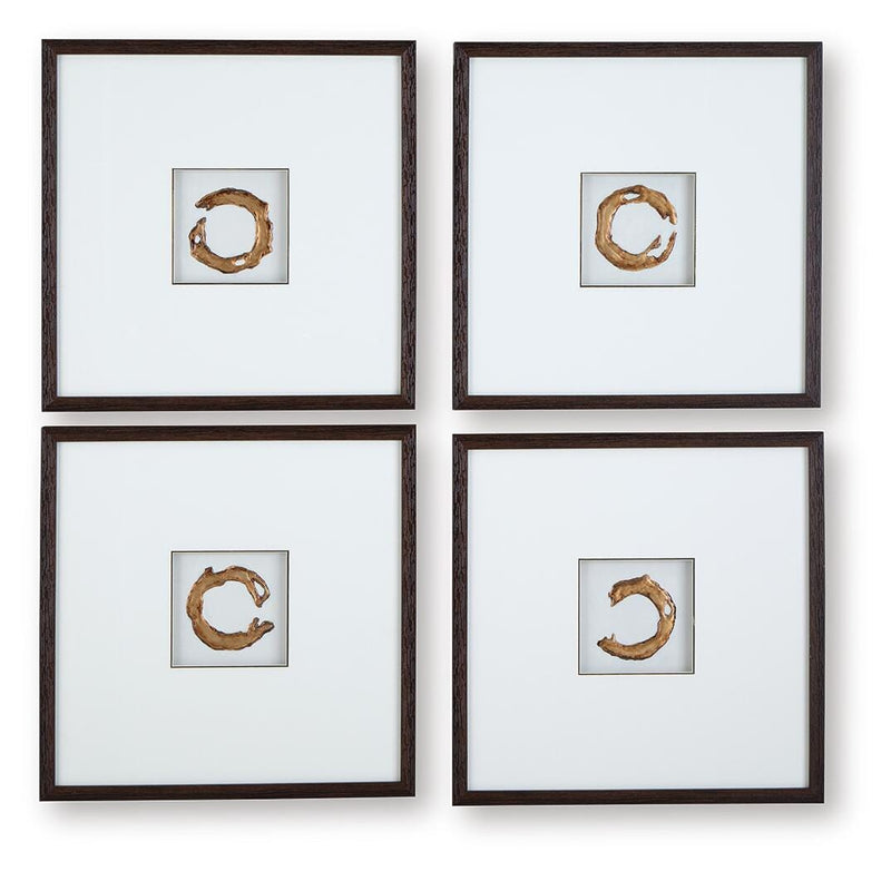 Dallbourne White/Gold Finish Wall Art (Set of 4) - A8000491