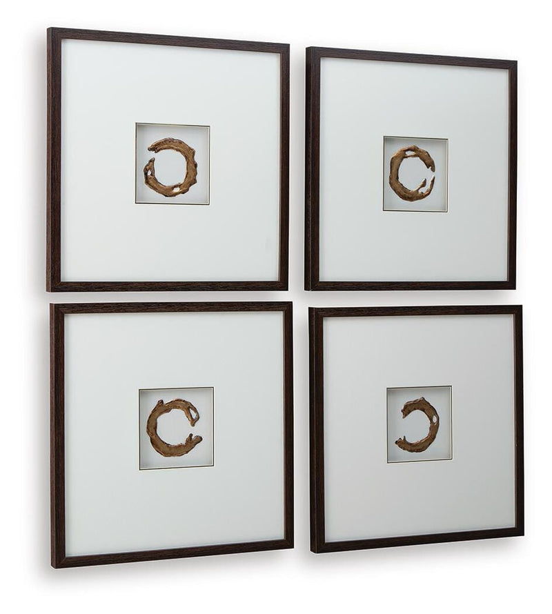 Dallbourne White/Gold Finish Wall Art (Set of 4) - A8000491