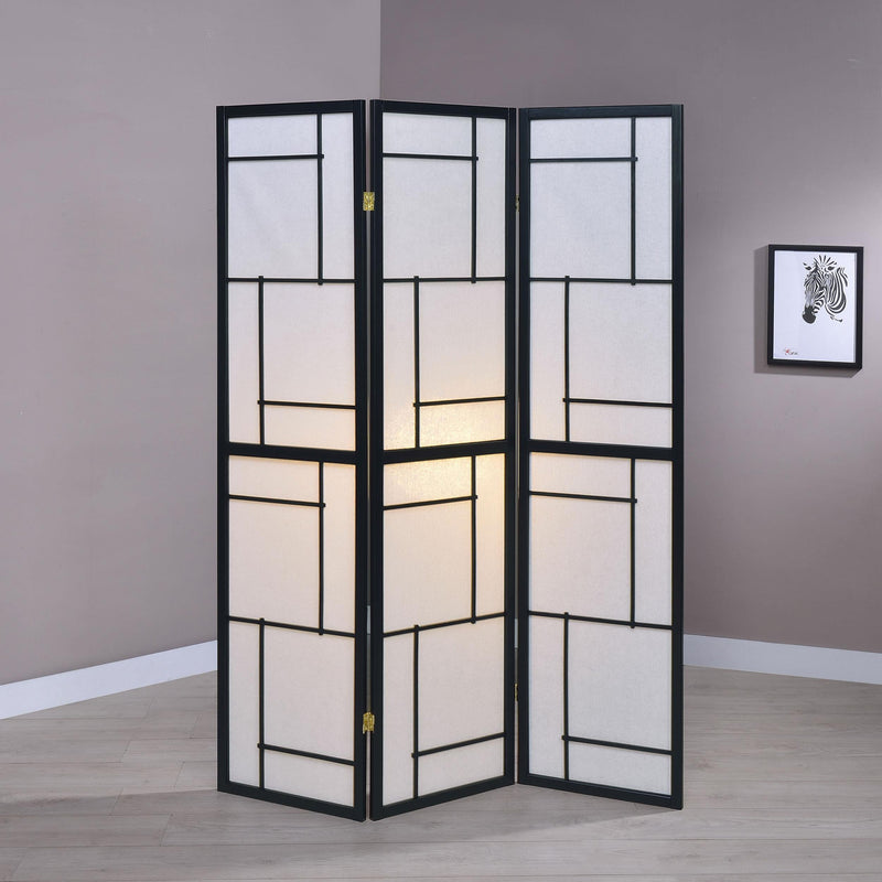 Damis 3-Panel Room Divider Folding Shoji Screen Black - 900102