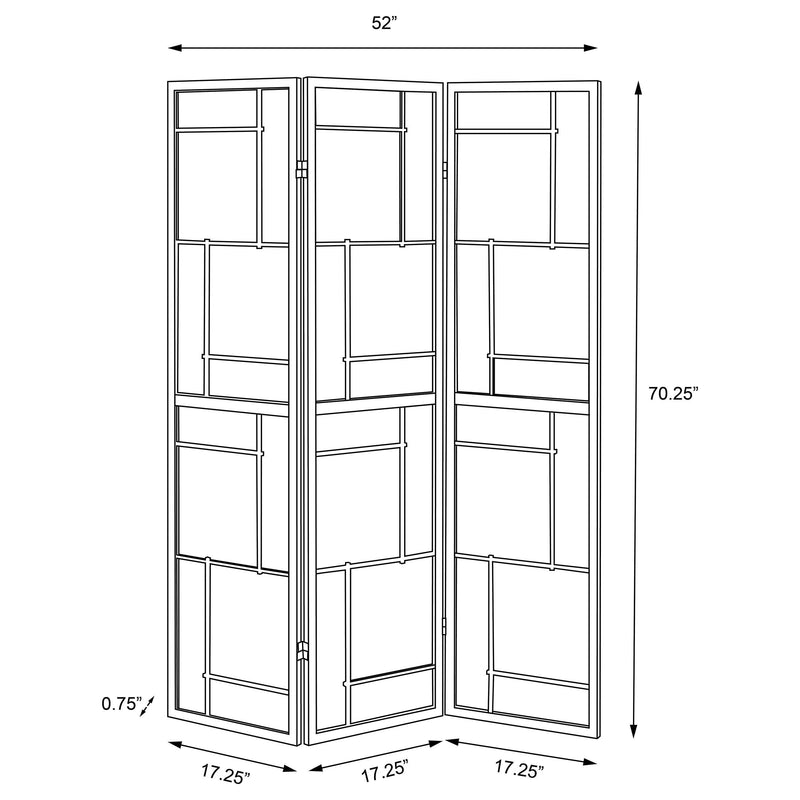 Damis 3-Panel Room Divider Folding Shoji Screen Black - 900102