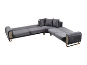Damla Sectional Sofa in Grey - 200-SER-DAM-VELVET412-S