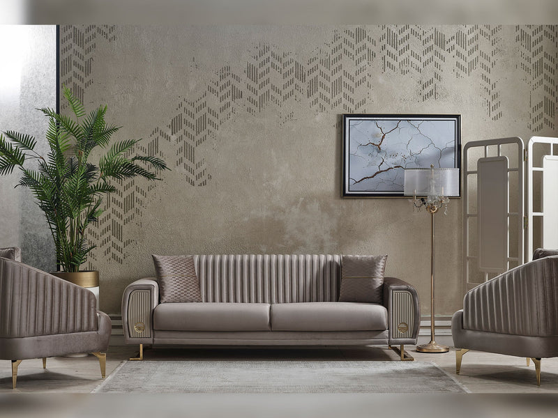 Damla Ser Convertible Loveseat in Beige - 200-SER-DAM-VELVET260-2
