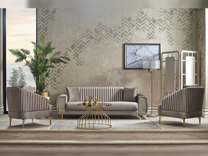 Damla Ser Convertible Sofa in Beige - 200-SER-DAM-VELVET260-3
