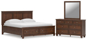 Danabrin California King Panel Storage Bed, Dresser and Mirror in Brown - PKG023948