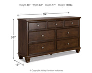 Danabrin California King Panel Storage Bed, Dresser and Nightstand in Brown - PKG023950