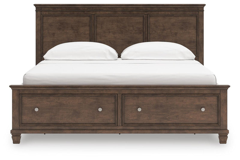 Danabrin California King Panel Storage Bed, Dresser and Nightstand in Brown - PKG023950
