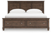 Danabrin California King Panel Storage Bed, Dresser, Mirror and Nightstand in Brown - PKG023949