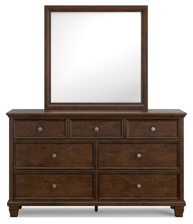 Danabrin Full Panel Bed with Mirrored Dresser and Chest in Brown - PKG015203