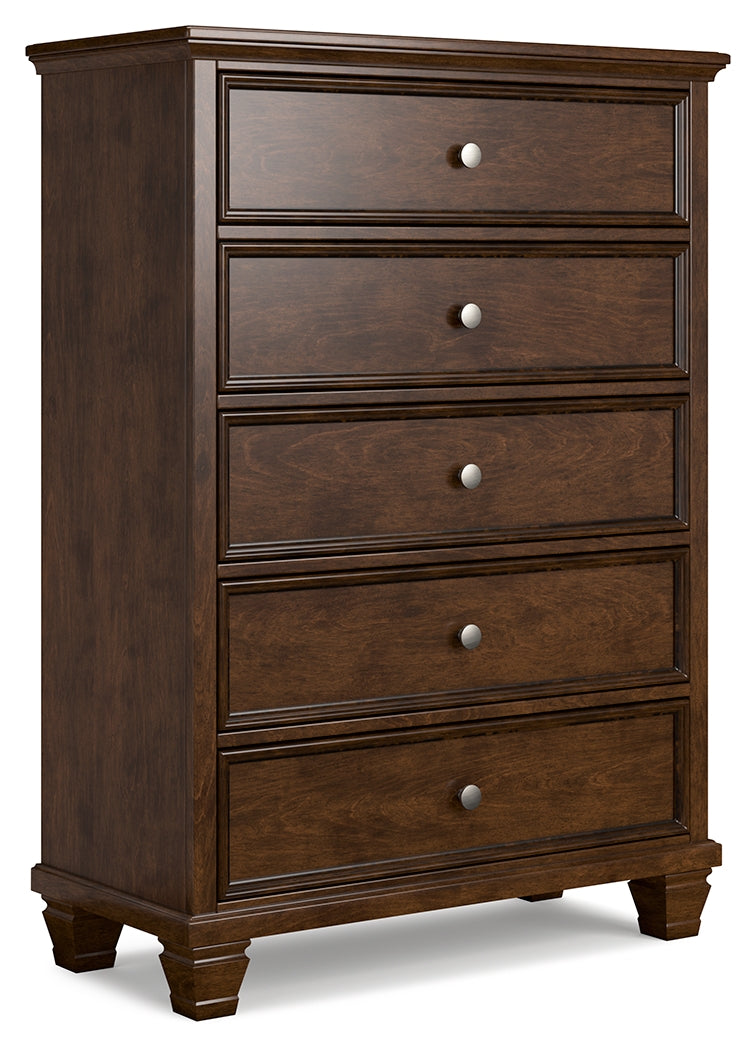 Danabrin Full Panel Bed with Mirrored Dresser and Chest in Brown - PKG015203