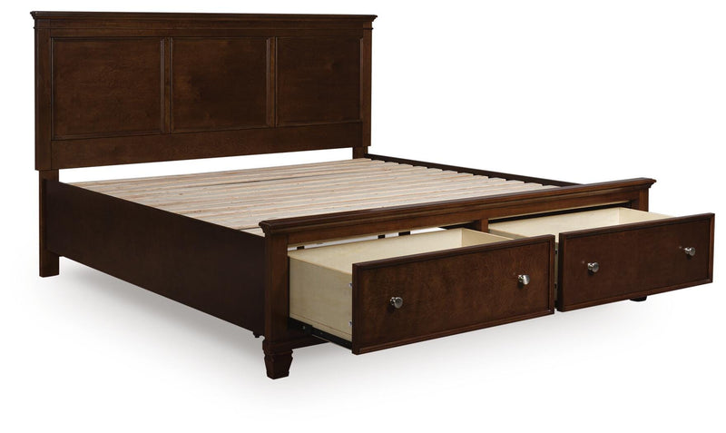 Danabrin King Panel Storage Bed, Dresser and Nightstand in Brown - PKG023945