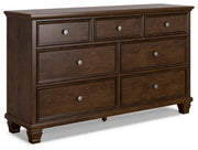 Danabrin King Panel Storage Bed, Dresser and Nightstand in Brown - PKG023945