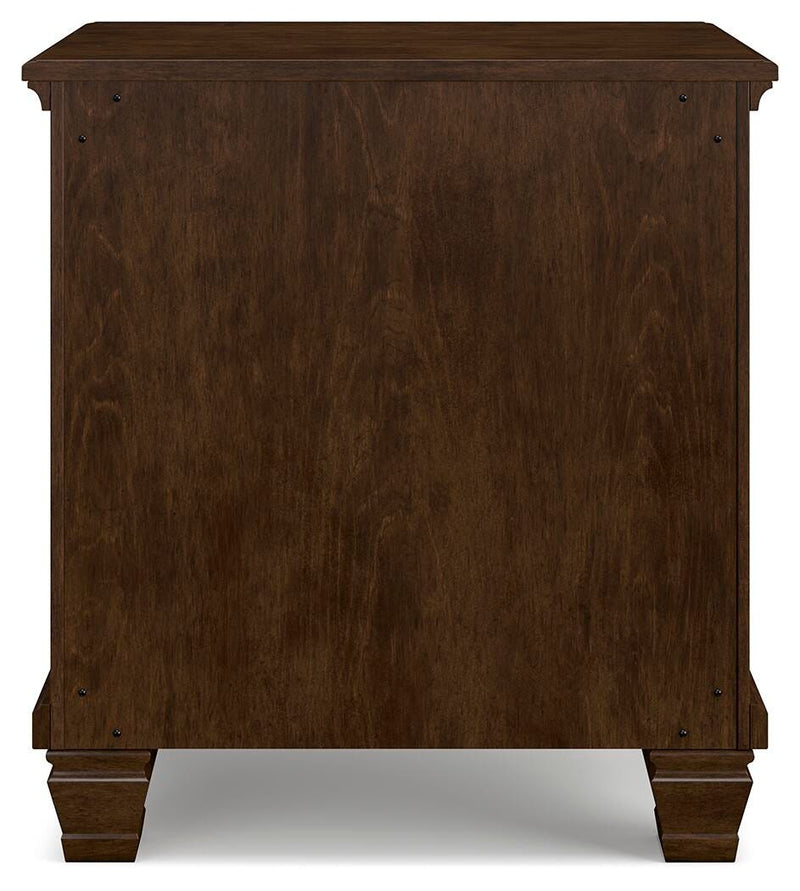 Danabrin King Panel Storage Bed, Dresser, Mirror and Nightstand in Brown - PKG023944