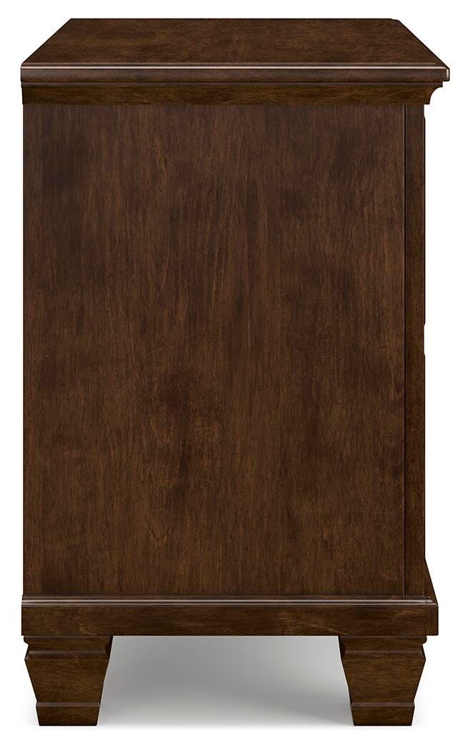 Danabrin King Panel Storage Bed, Dresser, Mirror and Nightstand in Brown - PKG023944