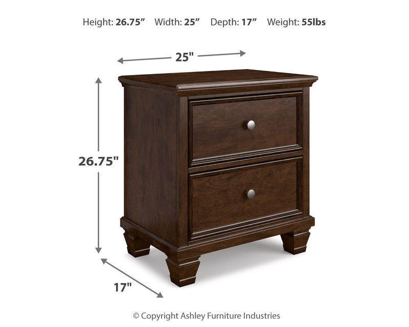 Danabrin King Panel Storage Bed, Dresser, Mirror and Nightstand in Brown - PKG023944