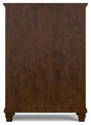 Danabrin Queen Panel Bed with Mirrored Dresser, Chest and 2 Nightstands in Brown - PKG015177