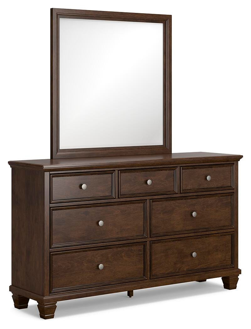 Danabrin Queen Panel Storage Bed, Dresser and Mirror in Brown - PKG023938