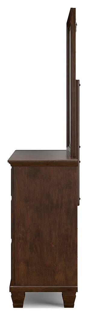 Danabrin Queen Panel Storage Bed, Dresser and Mirror in Brown - PKG023938