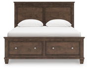 Danabrin Queen Panel Storage Bed, Dresser and Mirror in Brown - PKG023938