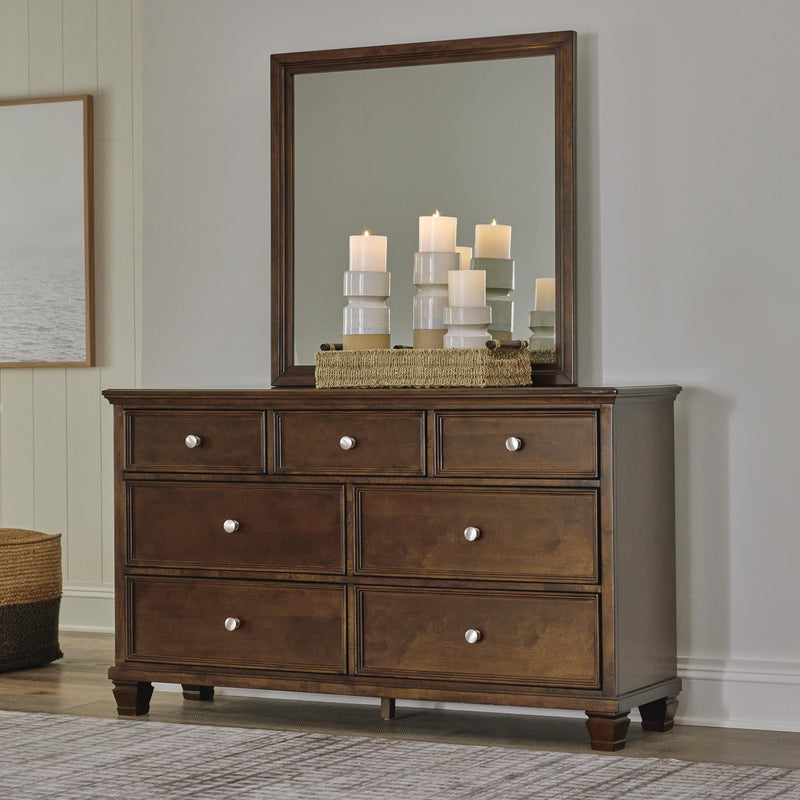 Danabrin Queen Panel Storage Bed, Dresser, Mirror and Nightstand in Brown - PKG023939