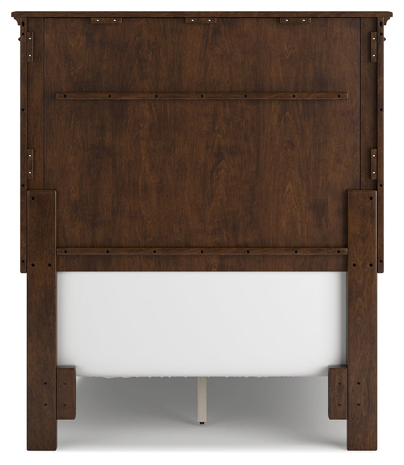 Danabrin Twin Panel Bed with Mirrored Dresser and Chest in Brown - PKG015197