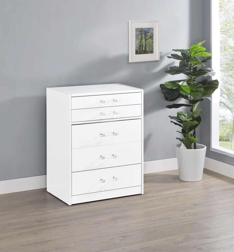 Danbury 3-drawer Makeup Vanity & Stool Set White High Gloss - 930208