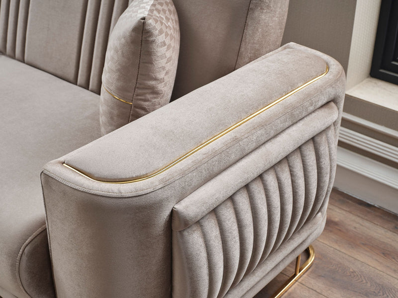 Dante 3-pieces (Sofa & Loveseat & Chair) Livingroom in Beige - 200-SER-DAN-VELVET260-321