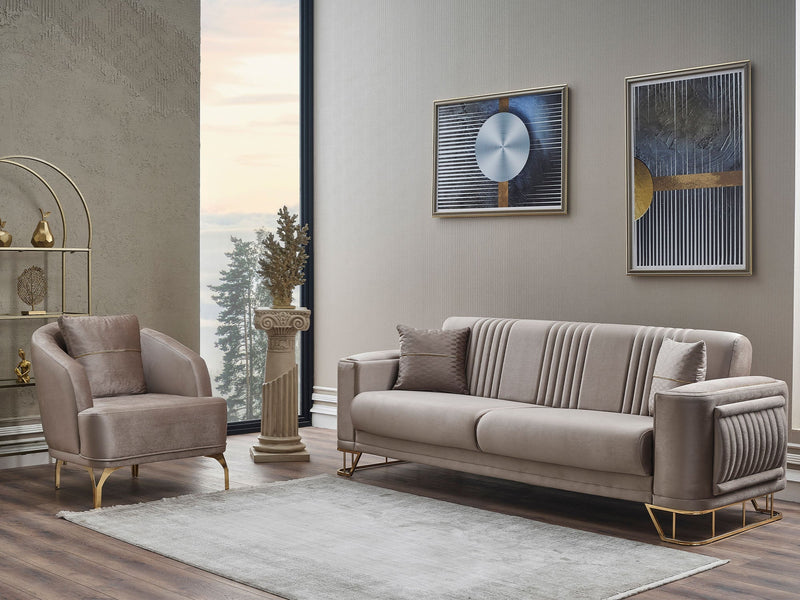 Dante Chair in Beige - 200-SER-DAN-VELVET260-B