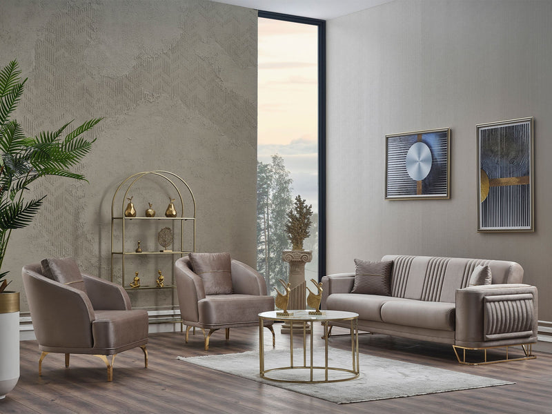 Dante Convertible Loveseat in Beige - 200-SER-DAN-VELVET260-2
