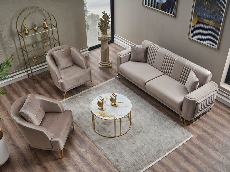 Dante Convertible Sofa in Beige - 200-SER-DAN-VELVET260-3