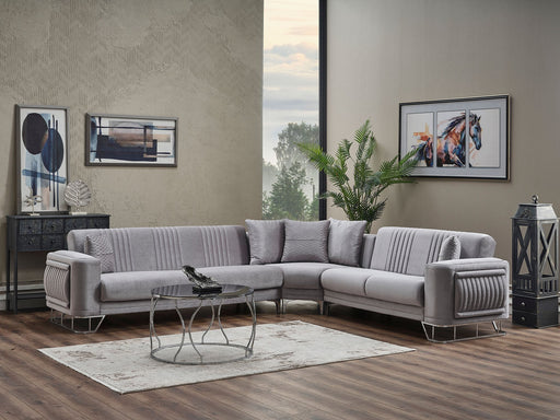 Dante Sectional Sofa in Light Grey - 200-SER-DAN-VELVET405-S