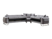Dante Sectional Sofa in Light Grey - 200-SER-DAN-VELVET405-S