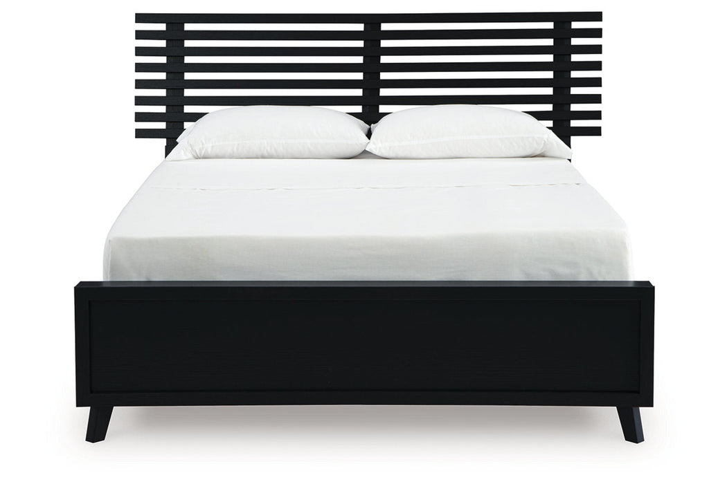 Danziar Black Queen Slat Platform Bed - Gate FurnitureQueen Bed