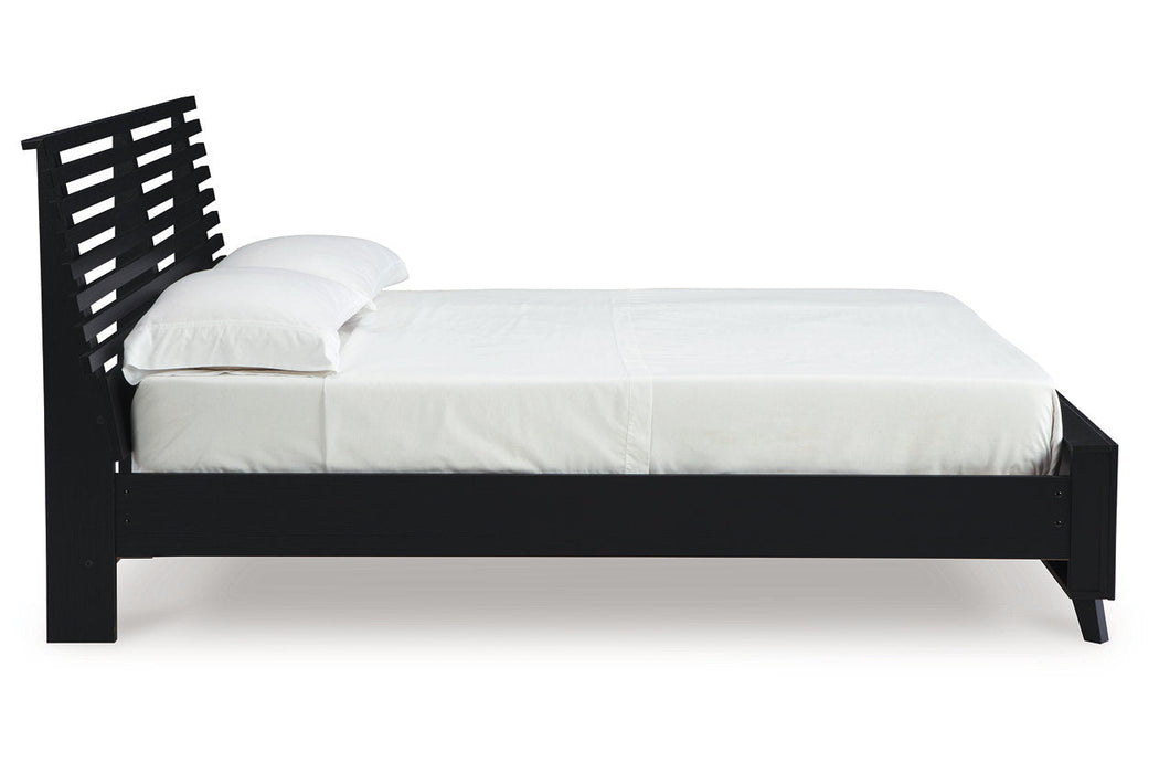 Danziar Black Queen Slat Platform Bed - Gate FurnitureQueen Bed