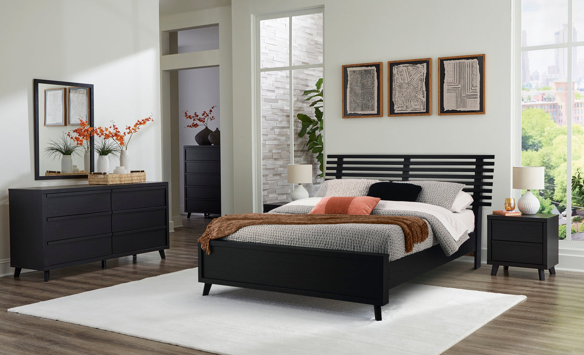 Danziar Black Slat Panel Bedroom Set - Gate FurnitureBedroom Set