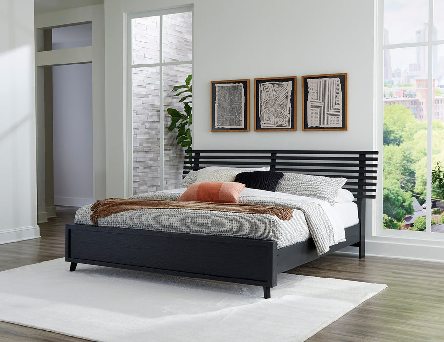 Danziar Black Slat Panel Bedroom Set - Gate FurnitureBedroom Set
