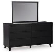 Danziar King Panel Bed, Dresser, Mirror and 2 Nightstands in Black - PKG015914