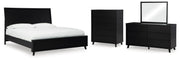 Danziar King Panel Bed, Dresser, Mirror and Chest in Black - PKG015917