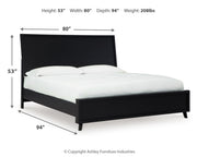 Danziar King Panel Bed with Mirrored Dresser, Chest and 2 Nightstands in Black - PKG015915