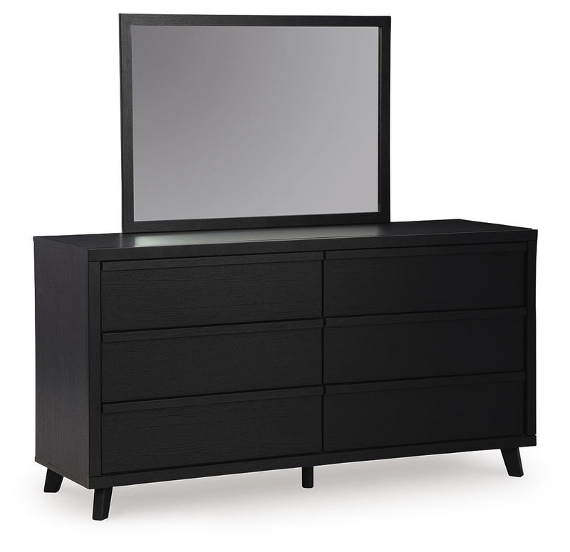 Danziar King Panel Headboard, Dresser, Mirror, Chest and Nightstand in Black - PKG016026