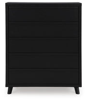 Danziar King Panel Headboard, Dresser, Mirror, Chest and Nightstand in Black - PKG016026