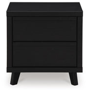 Danziar Queen Panel Bed, Dresser, Mirror and 2 Nightstands in Black - PKG015890