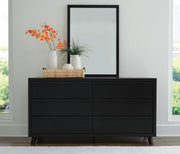Danziar Queen Panel Bed, Dresser, Mirror and 2 Nightstands in Black - PKG015890