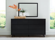 Danziar Queen Panel Bed with Mirrored Dresser and Nightstand in Black - PKG015892