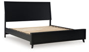 Danziar Queen Panel Bed with Mirrored Dresser in Black - PKG015889
