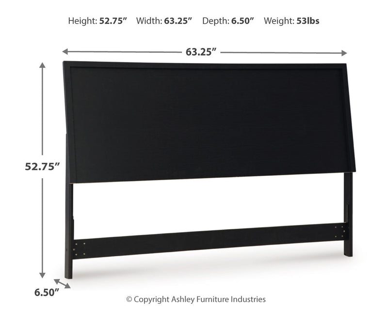 Danziar Queen Panel Headboard with Mirrored Dresser and Chest in Black from Ashley - Lara Furniture