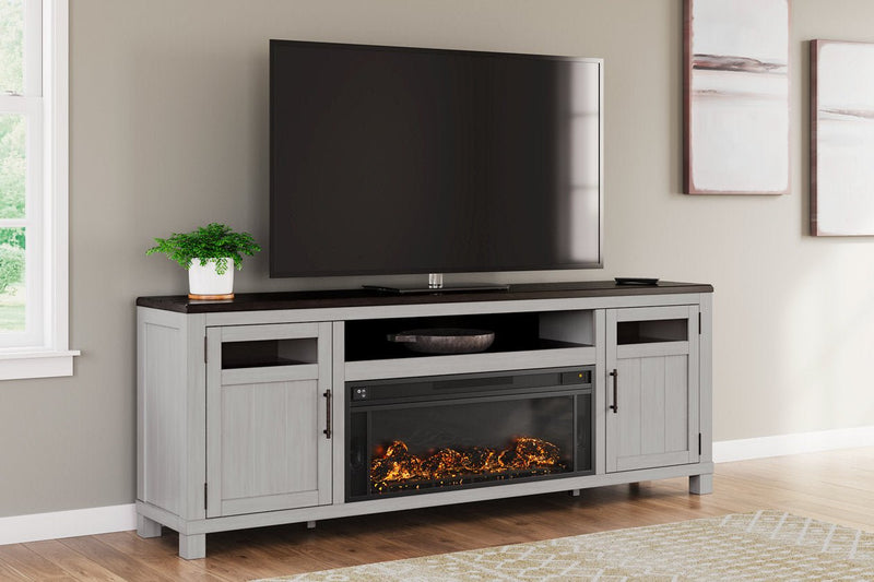 Darborn Gray/Brown 88" TV Stand with Electric Fireplace - Lara FurnitureTV Stand