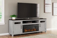 Darborn Gray/Brown 88" TV Stand with Electric Fireplace - Gate FurnitureTV Stand