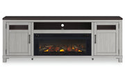 Darborn Gray/Brown 88" TV Stand with Electric Fireplace - Lara FurnitureTV Stand
