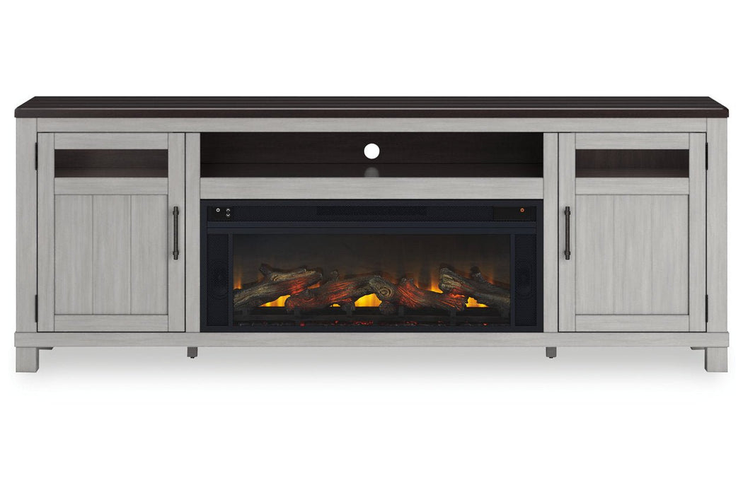 Darborn Gray/Brown 88" TV Stand with Electric Fireplace - Gate FurnitureTV Stand
