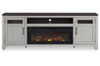 Darborn Gray/Brown 88" TV Stand with Electric Fireplace - Gate FurnitureTV Stand